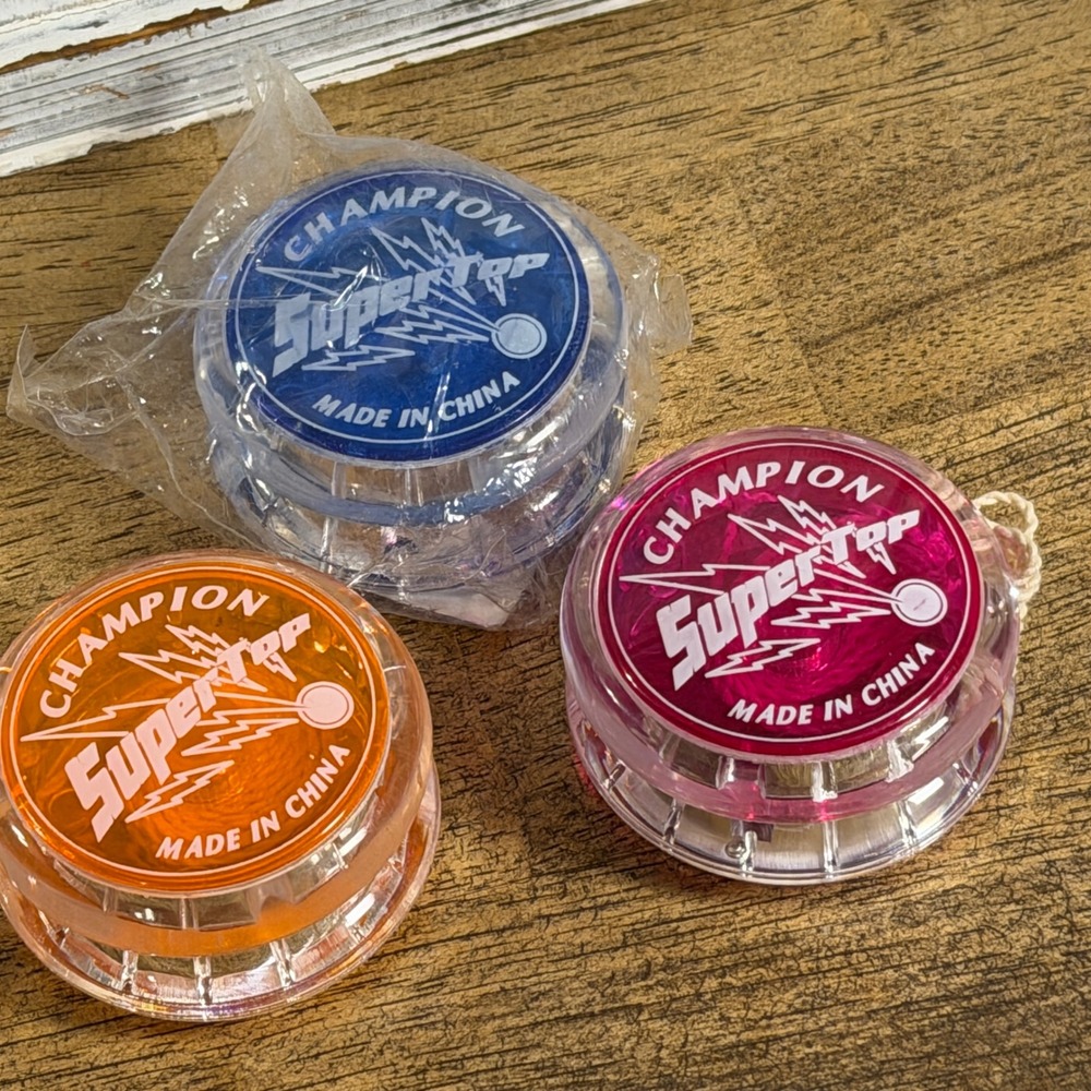 Champion Super Top Yo-Yo Set 3 Translucent Blue Pink Orange Classic Skill Toys
